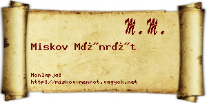Miskov Ménrót névjegykártya